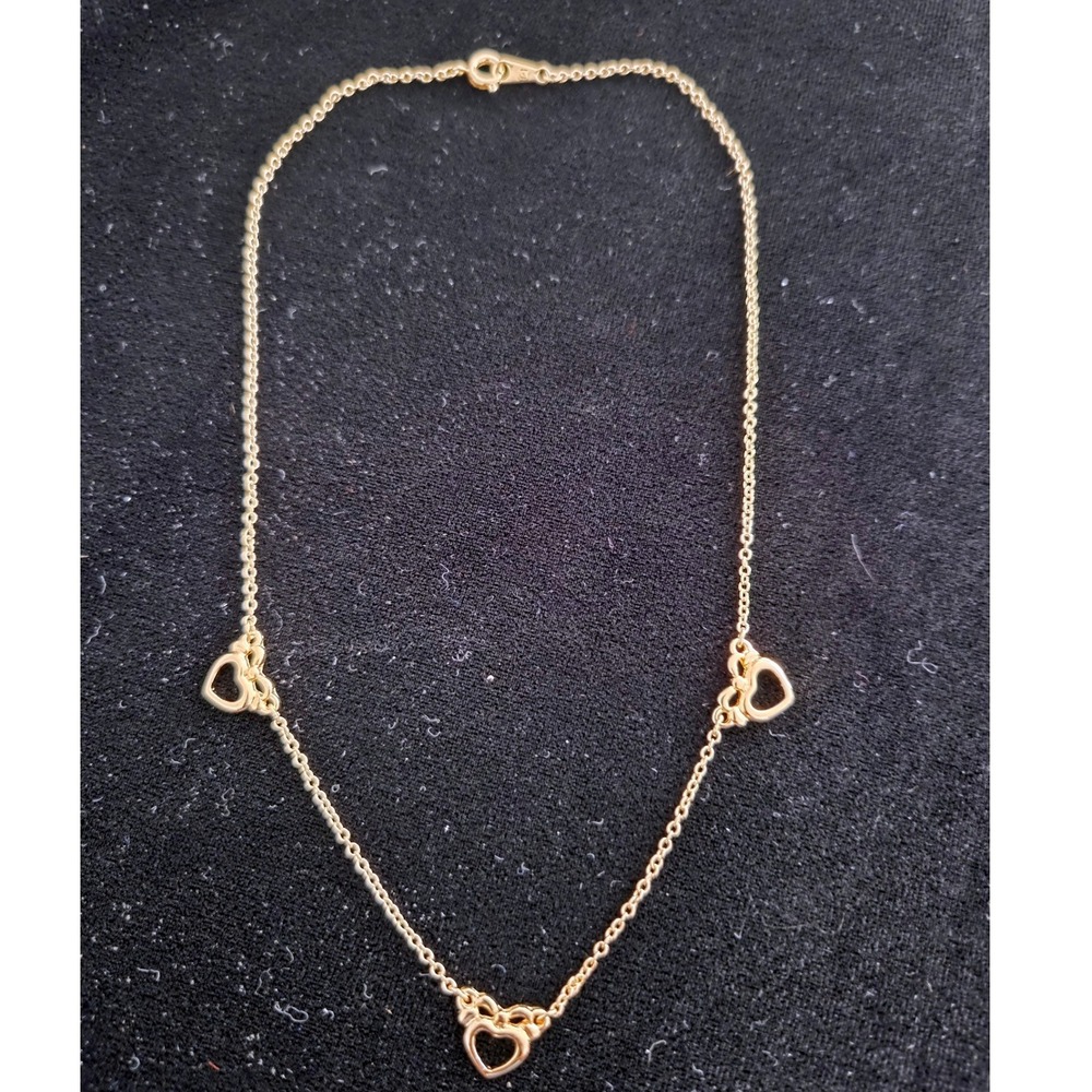 VTG 1989 Avon Golden Hearts Necklace‎ Kids Gold Tone Bow Detail NIB
